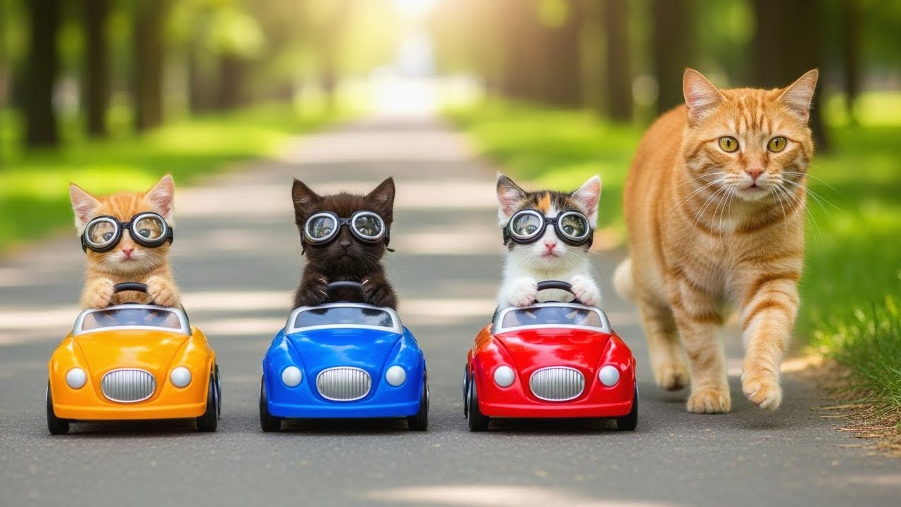 Day in the Park  Cinematic AI Video with Three Adorable Cats A Whimsical