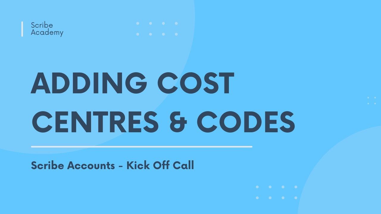 Adding Cost Centres & Codes