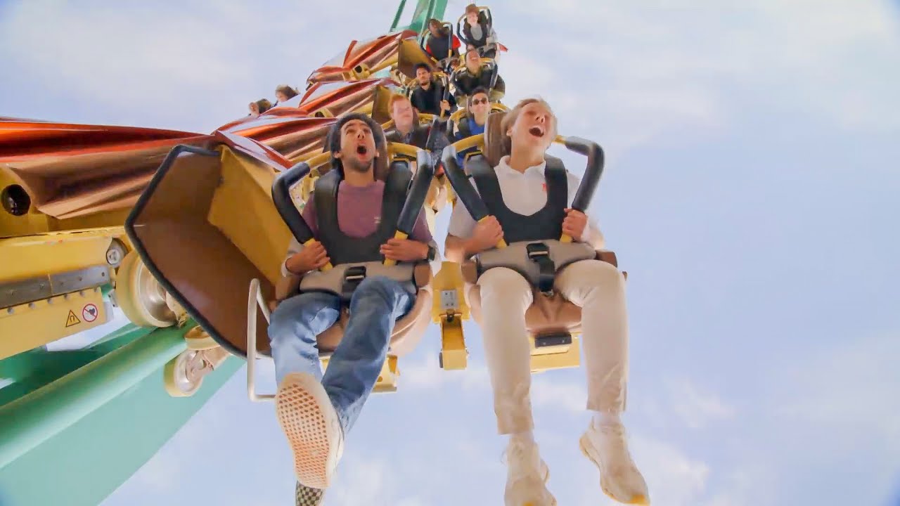 Катание на САМОМ ВЫСОКОМ и ДЛИННОМ спущенном на воду крылатом аттракционе Rapterra в Kings Dominion