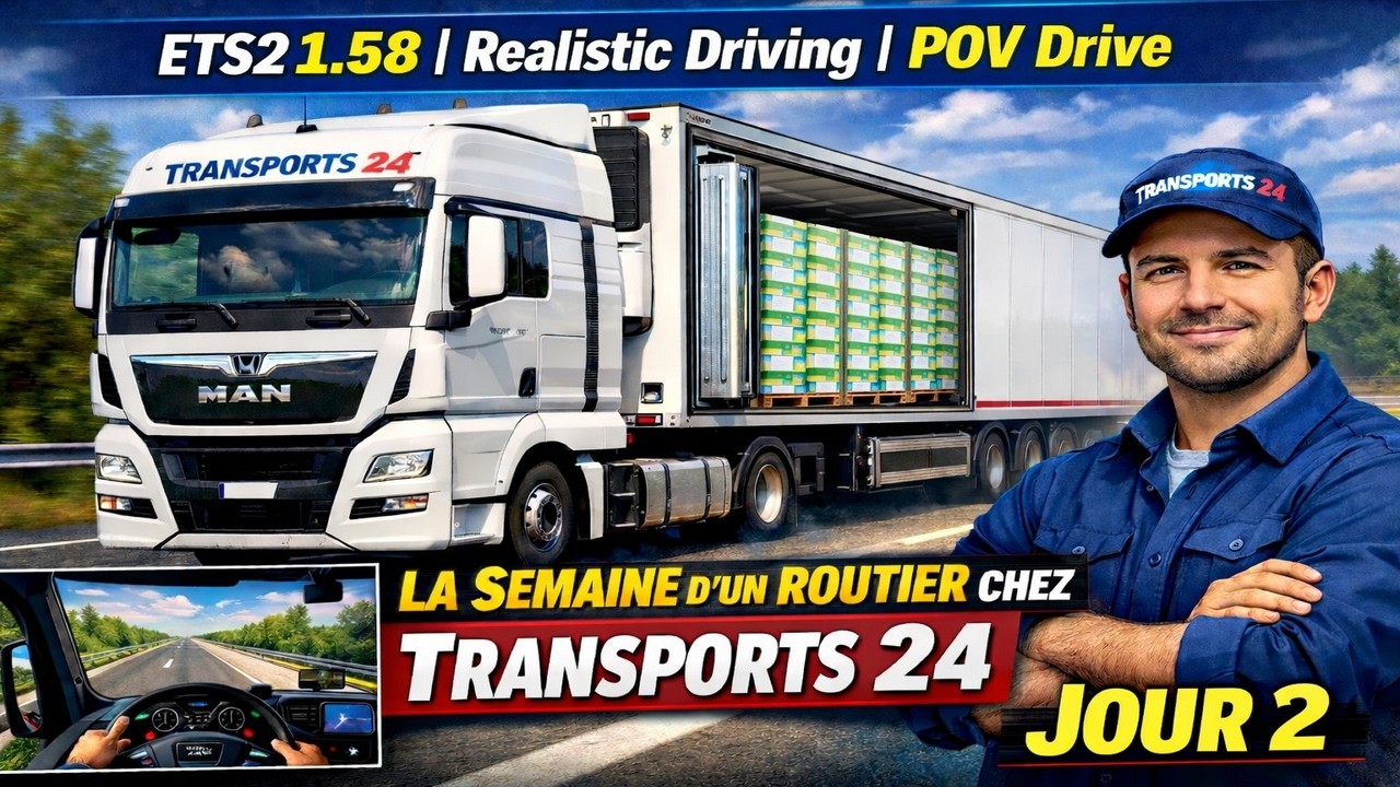 ETS2 1.58 | Realistic Driving | POV Drive | LA SEMAINE D'UN ROUTIER CHEZ TRANSPORTS 24 | JOUR 2