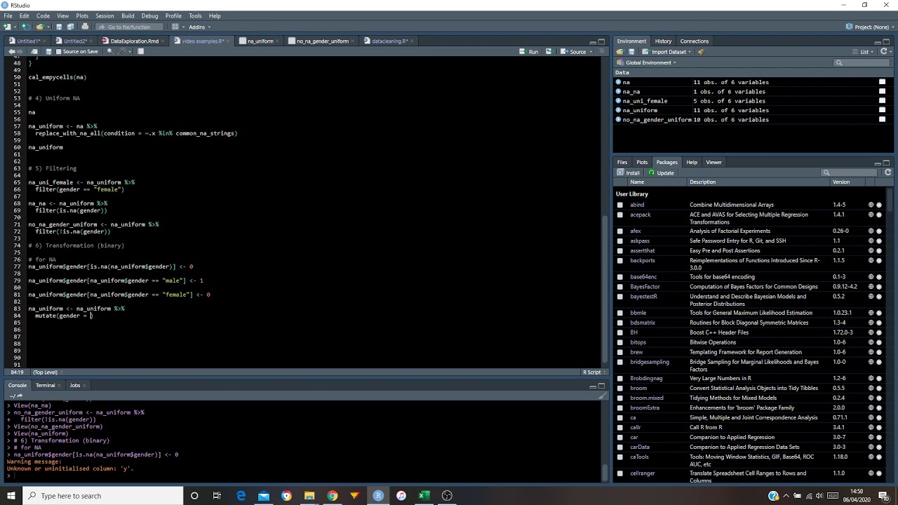 6.5: (R-studios) Replacing NA and other characters etc