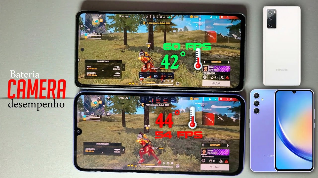 S20 FE 5g VS A34 5g: camera,bateria,free fire,standoff 2,carX street