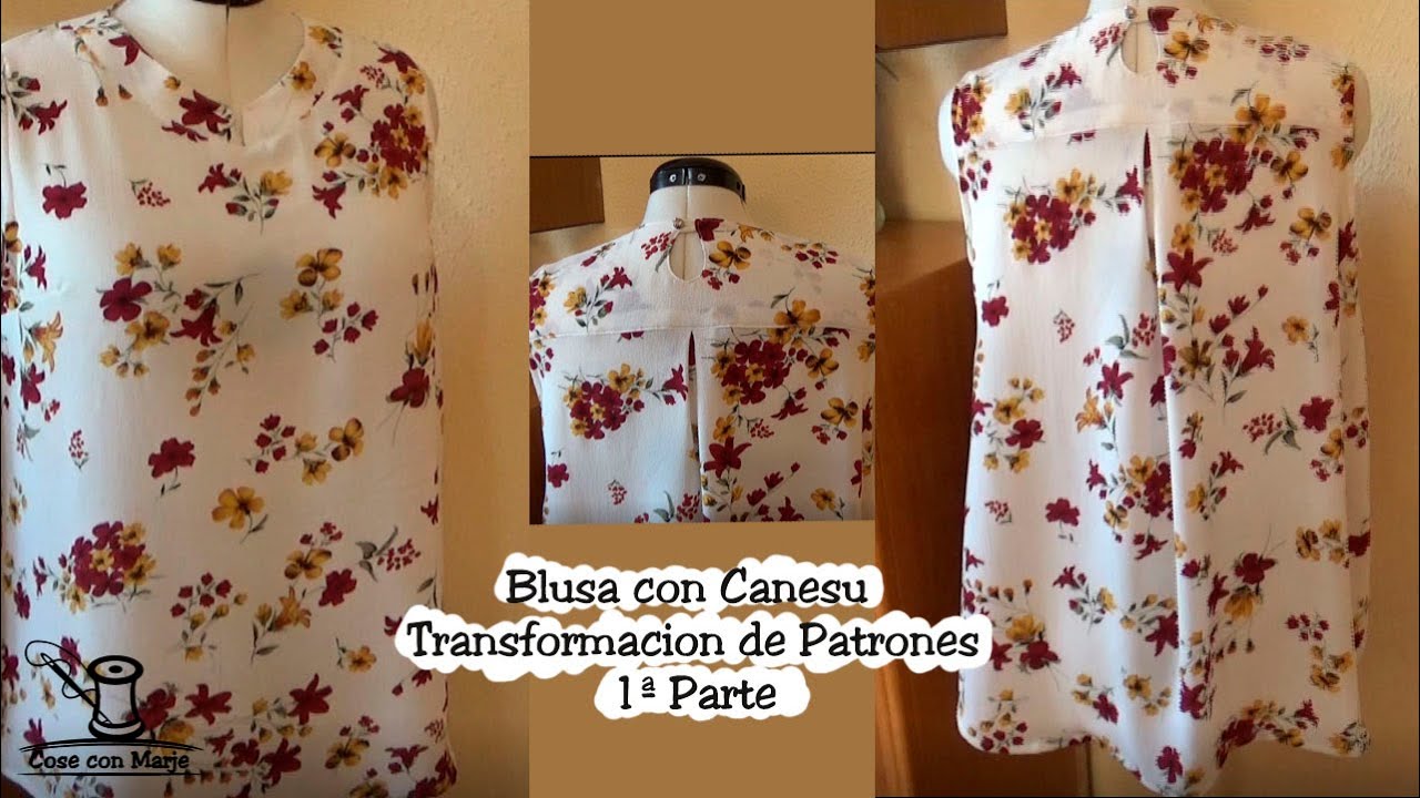 Blusa con Canesu sin mangas🎀1ª Parte Transformación de Patrones🎀curso de corte y confección 🎀