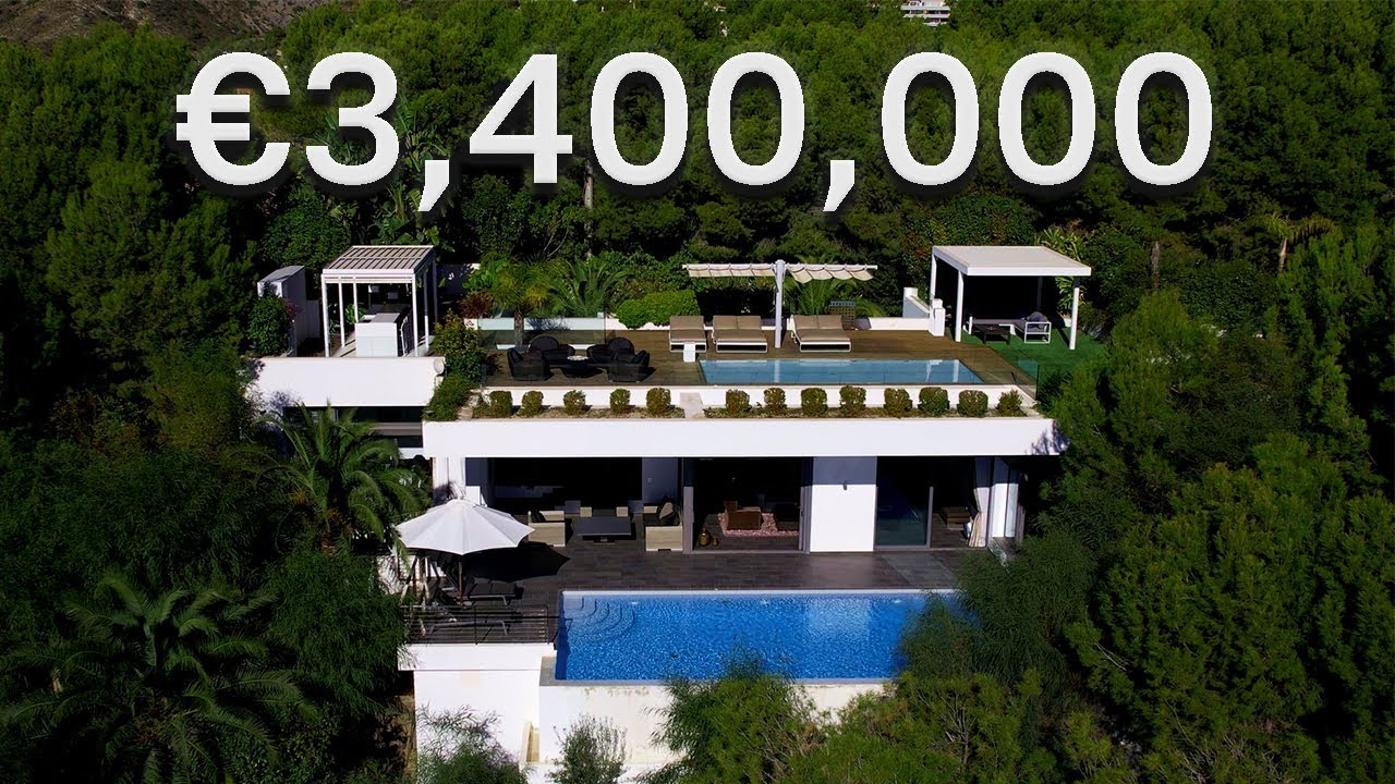 Экскурсия по современной вилле в Испании стоимостью 2 900 000 евро с тропической террасой на крыш...