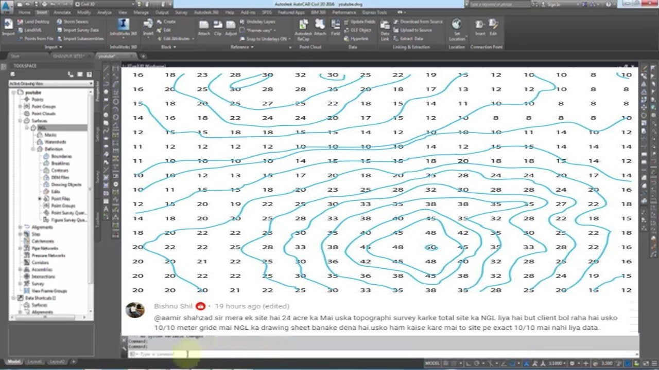 Assume Topography Survey data draw in Grid on Drawing & Export in Excel & AutoCAD File in Civil 3d