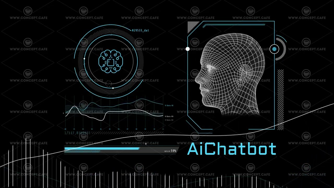 Abstract infographic animation about artificial intelligence chatbot.
