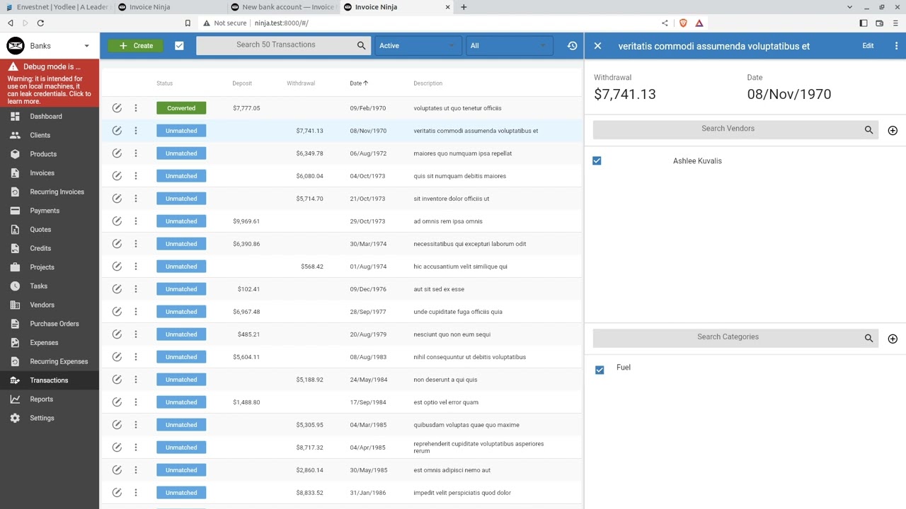 Banking integration with Yodlee!
