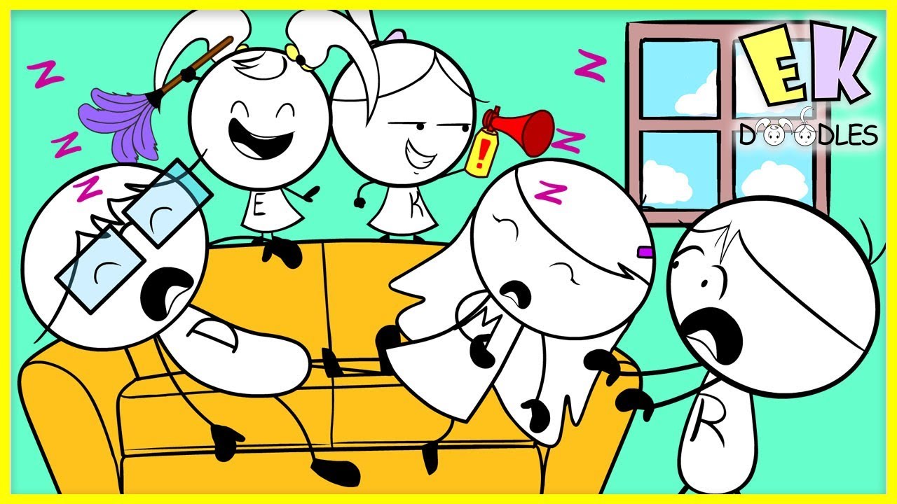 Ryan Babysits Emma & Kate! Don't Wake Daddy & Mommy ! EK Doodles Cute Animation