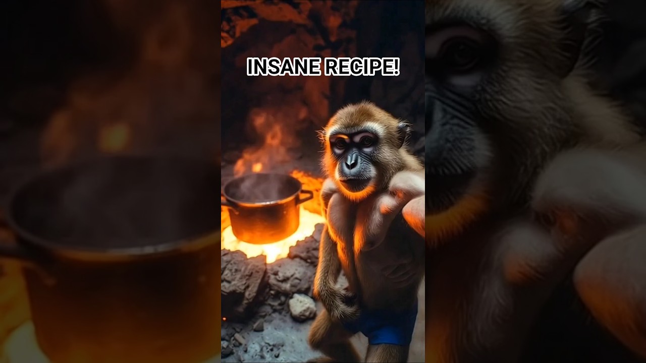 Monkey Makes Lava Soup Inside a Volcano Cave – Unreal Cooking!