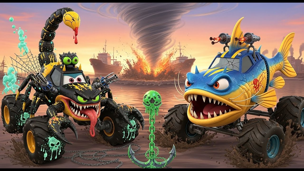 🦈 CATFISH CAR WHIRLPOOL! Scorpion+Blaze vs SUCK HOLE!
