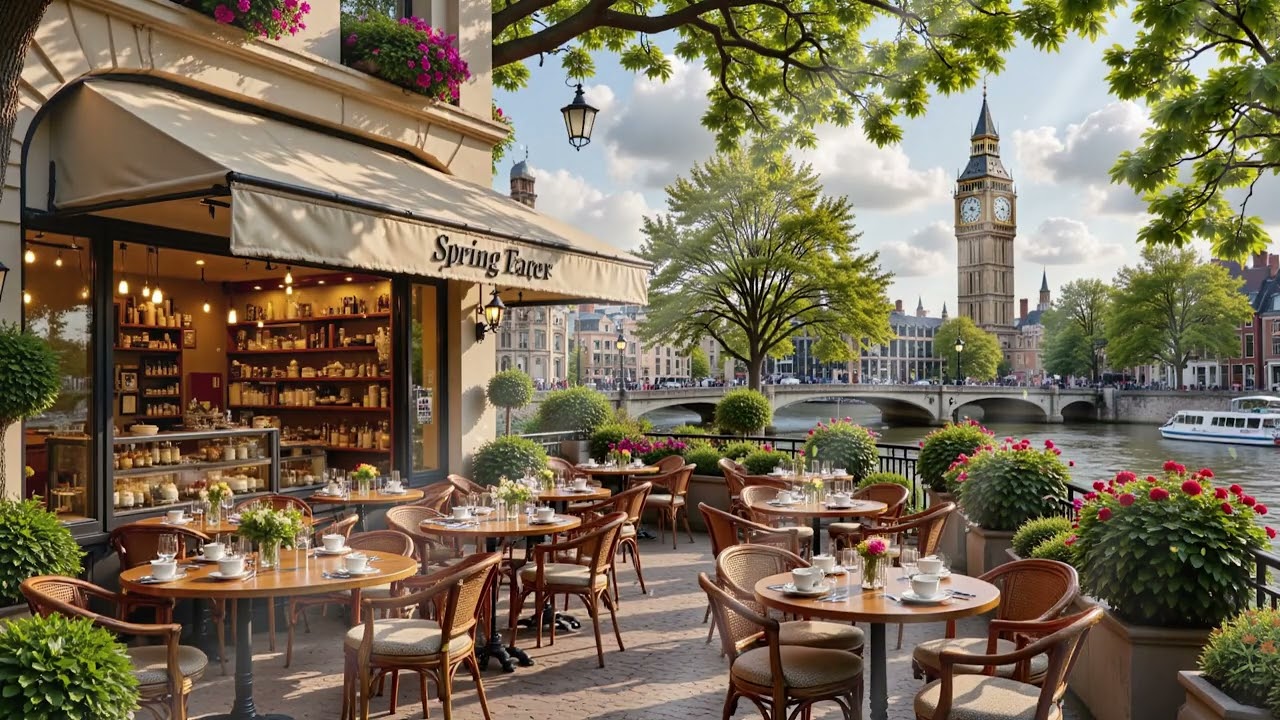 Elegant Spring Morning Jazz ☕ Paris Riverside Café Ambience for Focus, Calm & Relaxing Mood