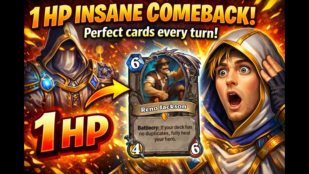 Hearthstone Insane 1 HP Comeback with Perfect Draws!