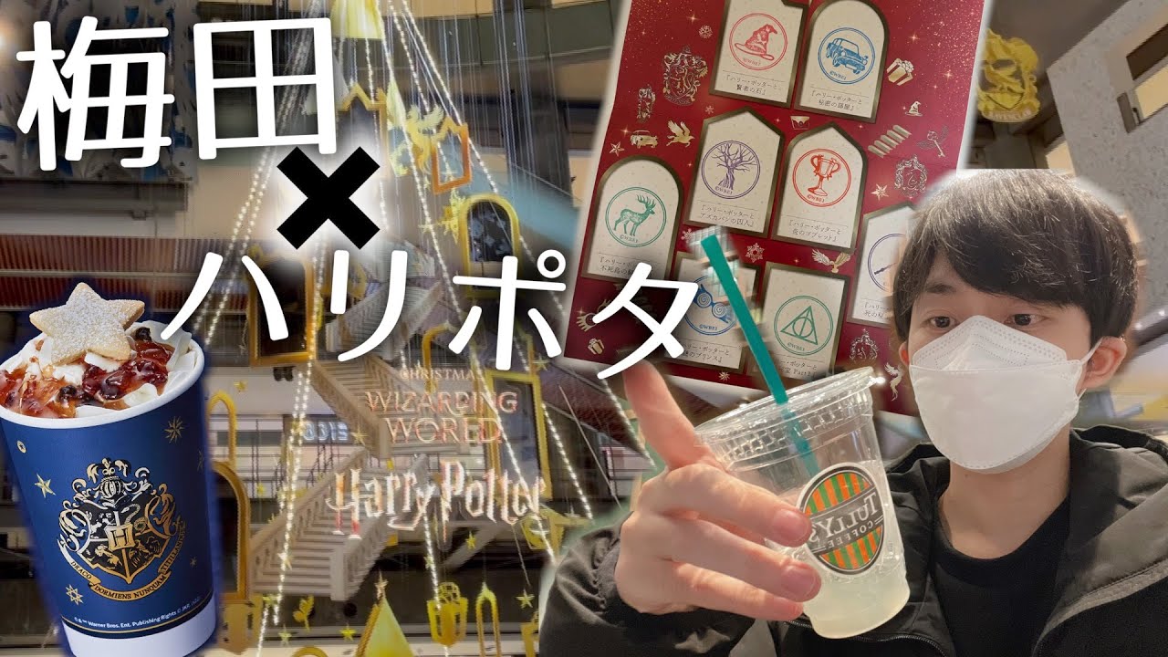仕事終わりに梅田のハリポタクリスマスツリーを見に行くハリポタ好きぼっち男性【日常vlog】