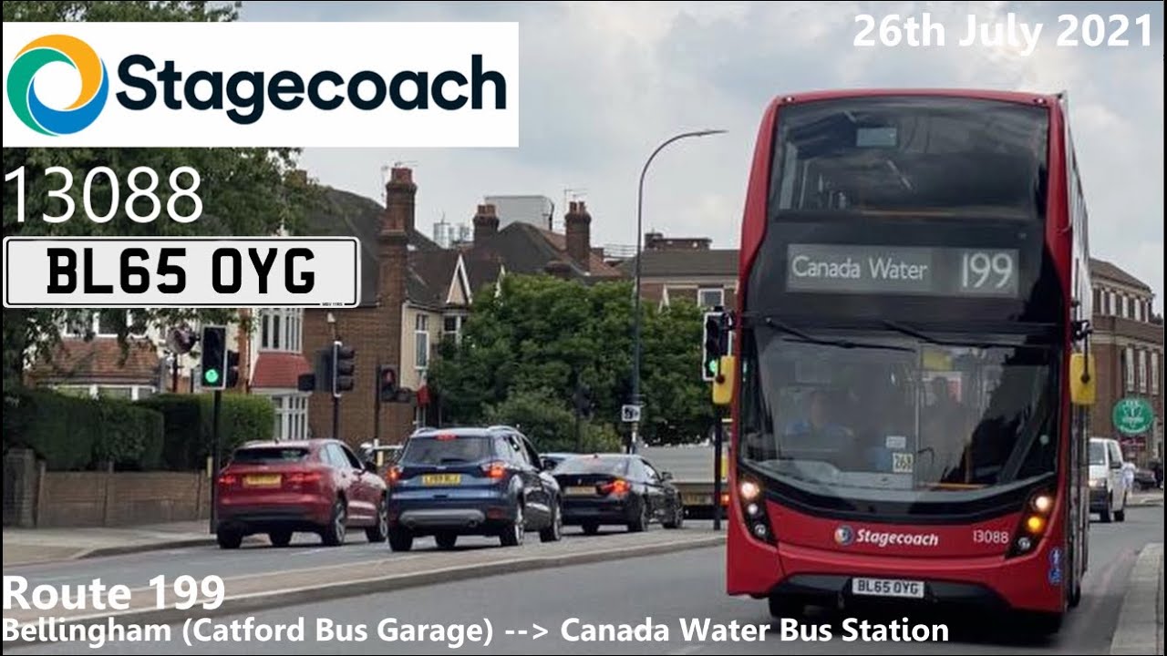 Stagecoach London: 13088 on Route 199 to Canada Water (UK Bus Timelapse #19)