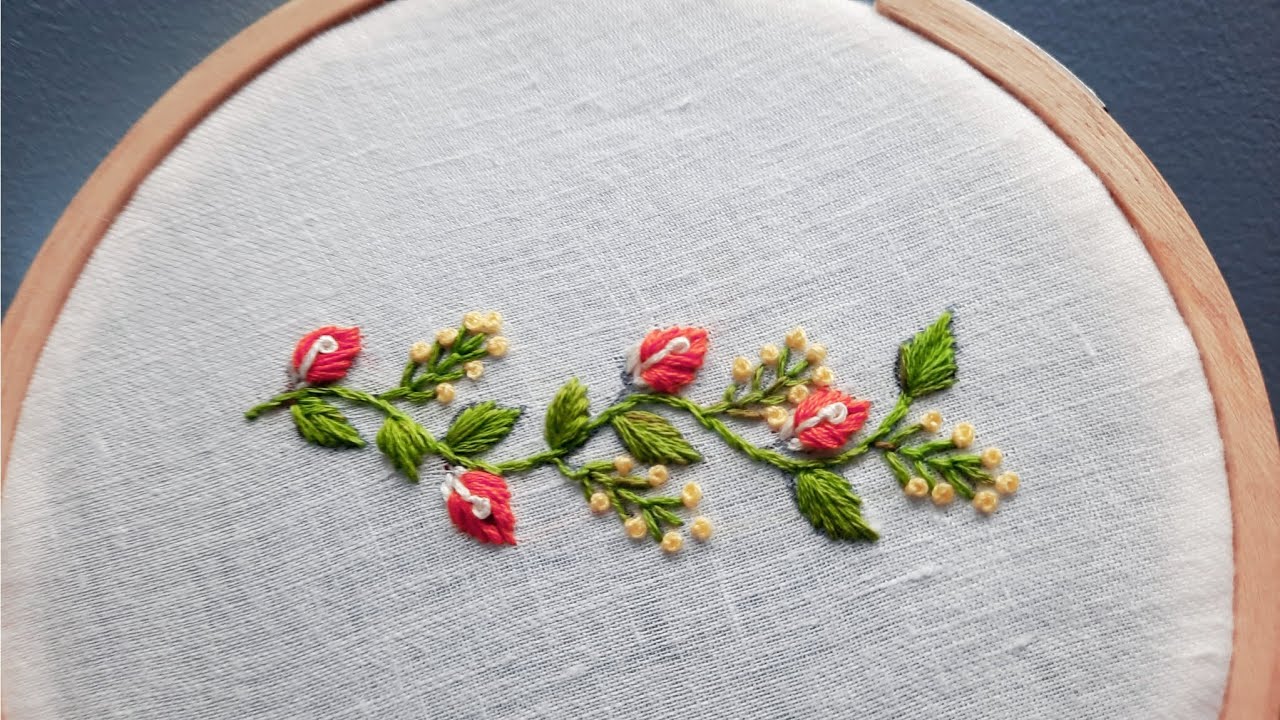 Easy hand embroidery design for dresses  ||  border embroidery design for outfits 