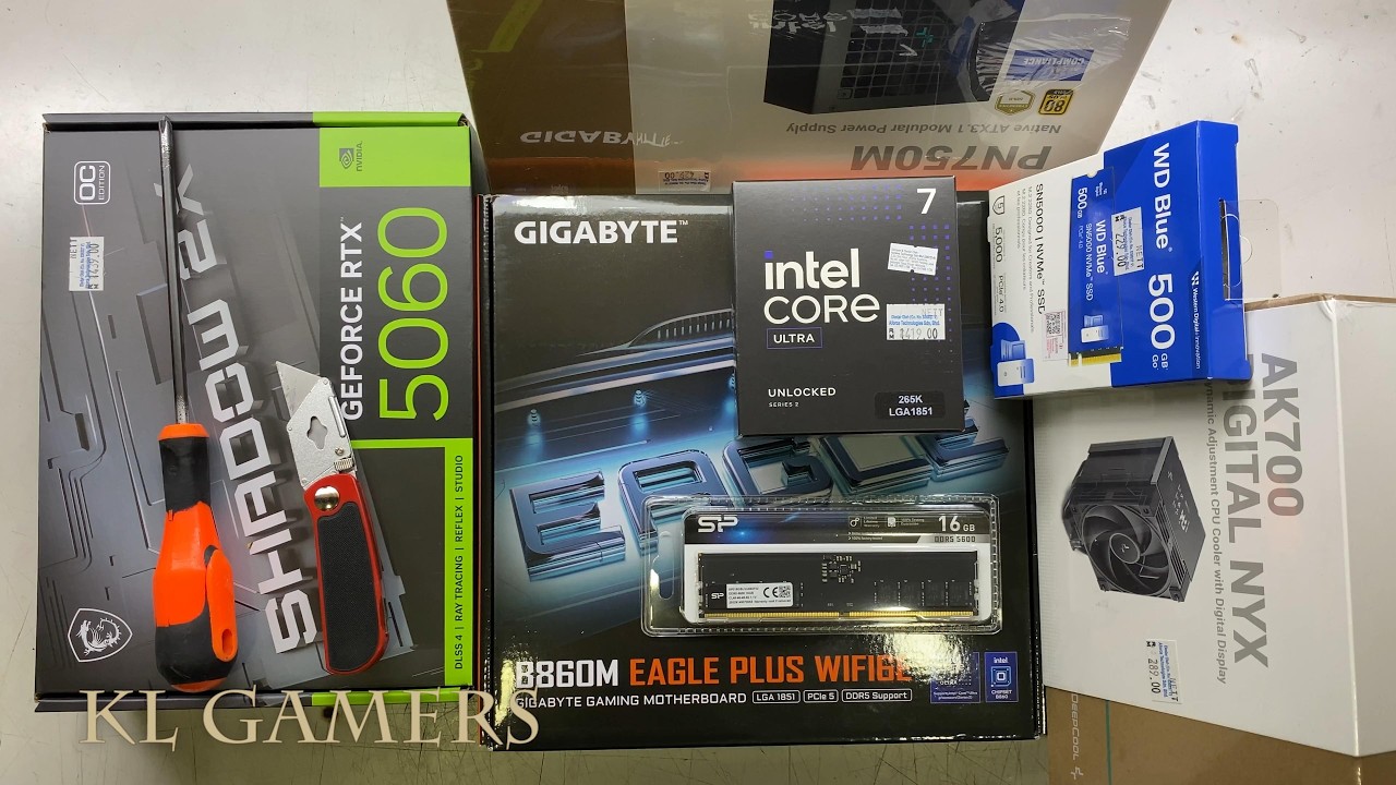 intel Core ULTRA 7 265K GIGABYTE B860M EAGLE PLUS WIFI6E AK700 CG530 4F RTX5060 Gaming PC Build