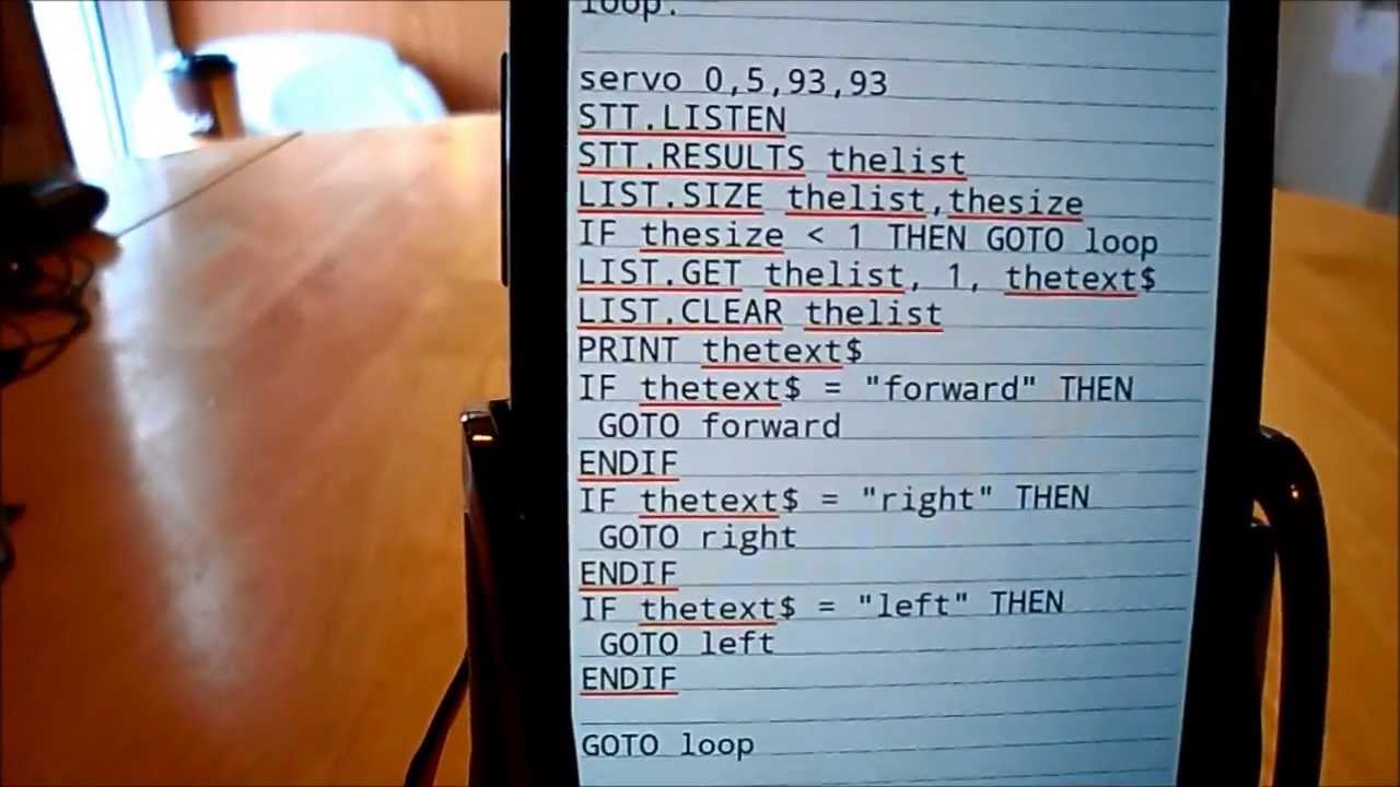 Using RFO BASIC with STEMbot1 to Create a Voice Controlled Robot and a Sensor Controlled Robot
