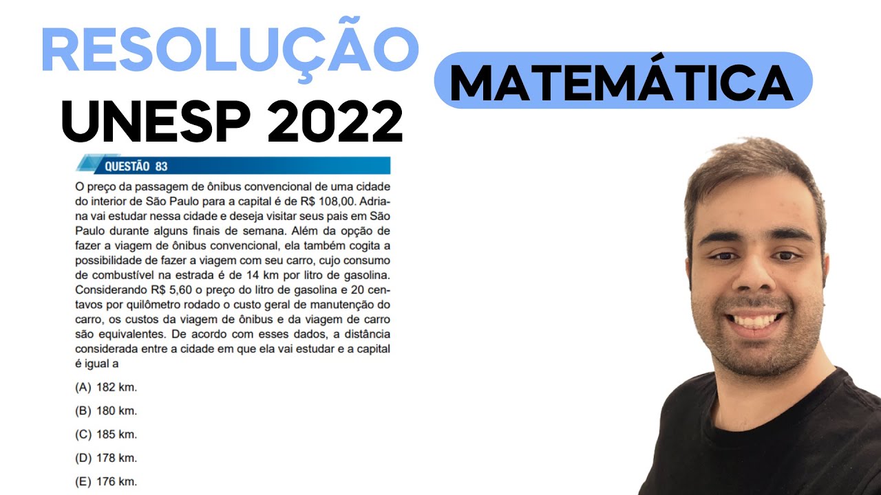 UNESP 2022 - O preço da passagem de ônibus convencional de uma cidade do interior de São Paulo para