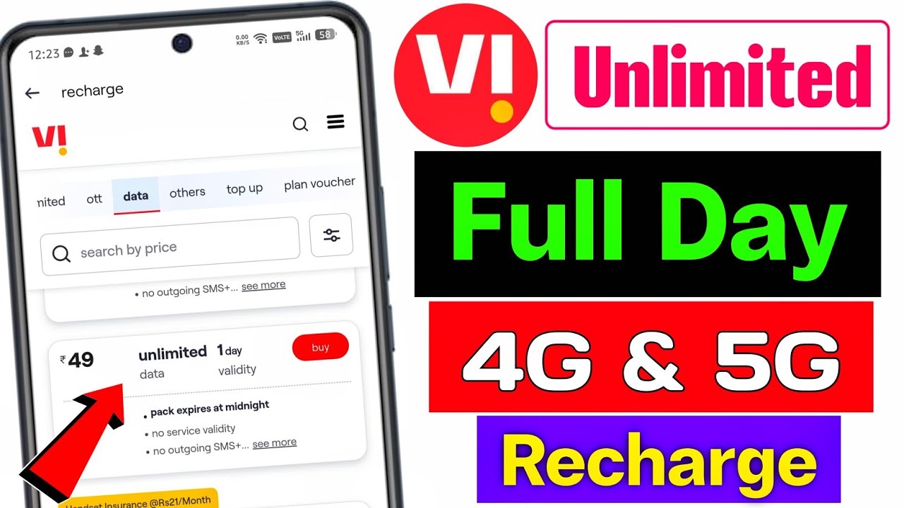 Vi 4g & 5g unlimited data | vi unlimited data | vi full day data | vi 1 day unlimited data | vi data