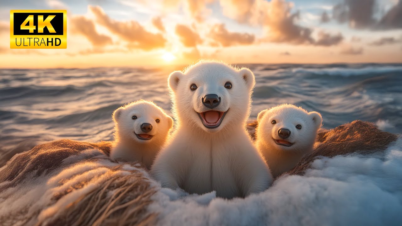 Baby Animals 4K for Deep Relaxation ❄️ Soft Snow and Sweet Souls With Relaxing Music