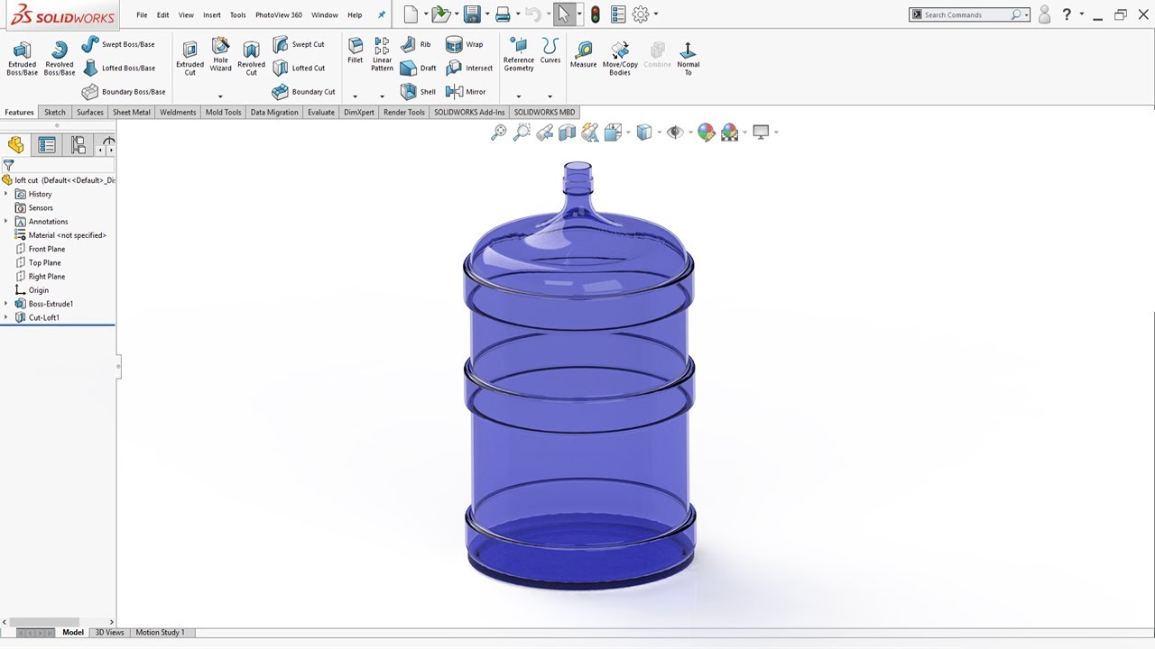 SolidWorks Beginner Tutorial | Water Bottle