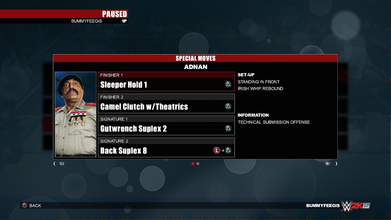 WWE2K15 Специальные приемы генерала Аднана