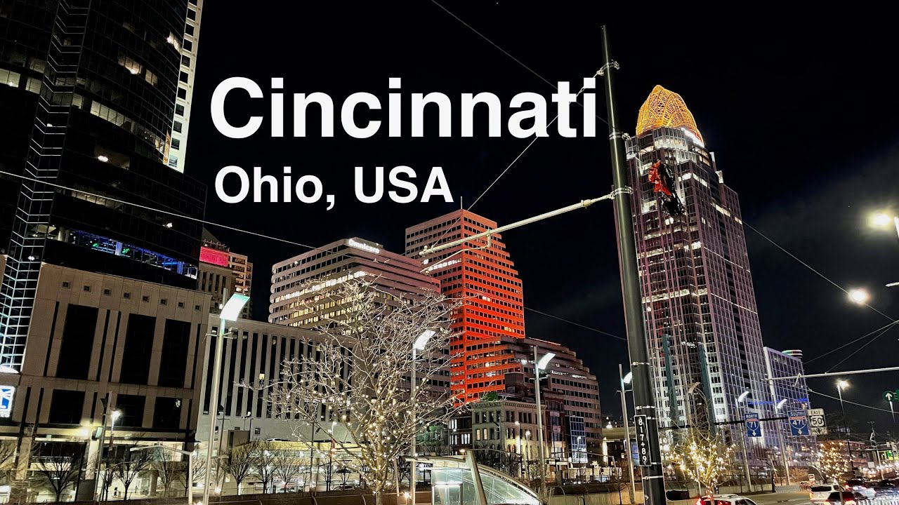 Cincinnati 🇺🇸 Night Walking Tour [4K | 60fps]