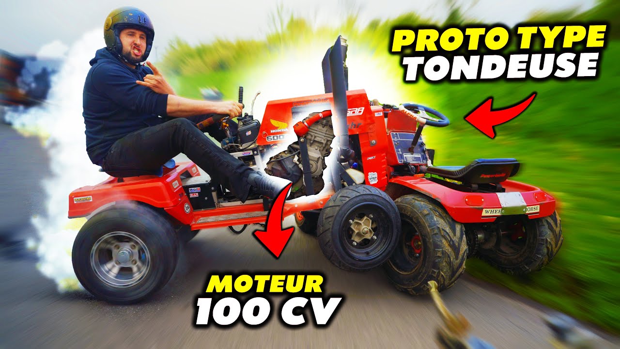 Guillaume, 12 ans, présente ses prototypes tondeuse moteur de moto