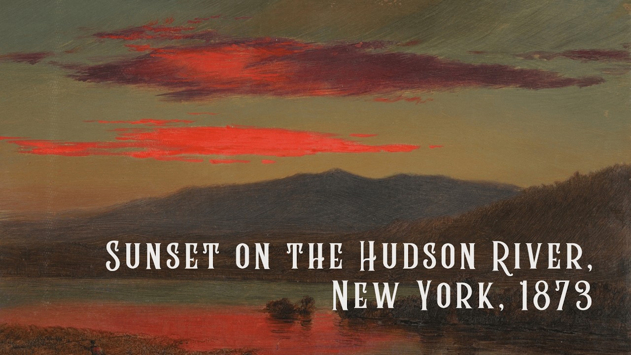 [POV] Sunset on the Hudson River, New York, 1873 | Burning Red Sky & Evening Silence