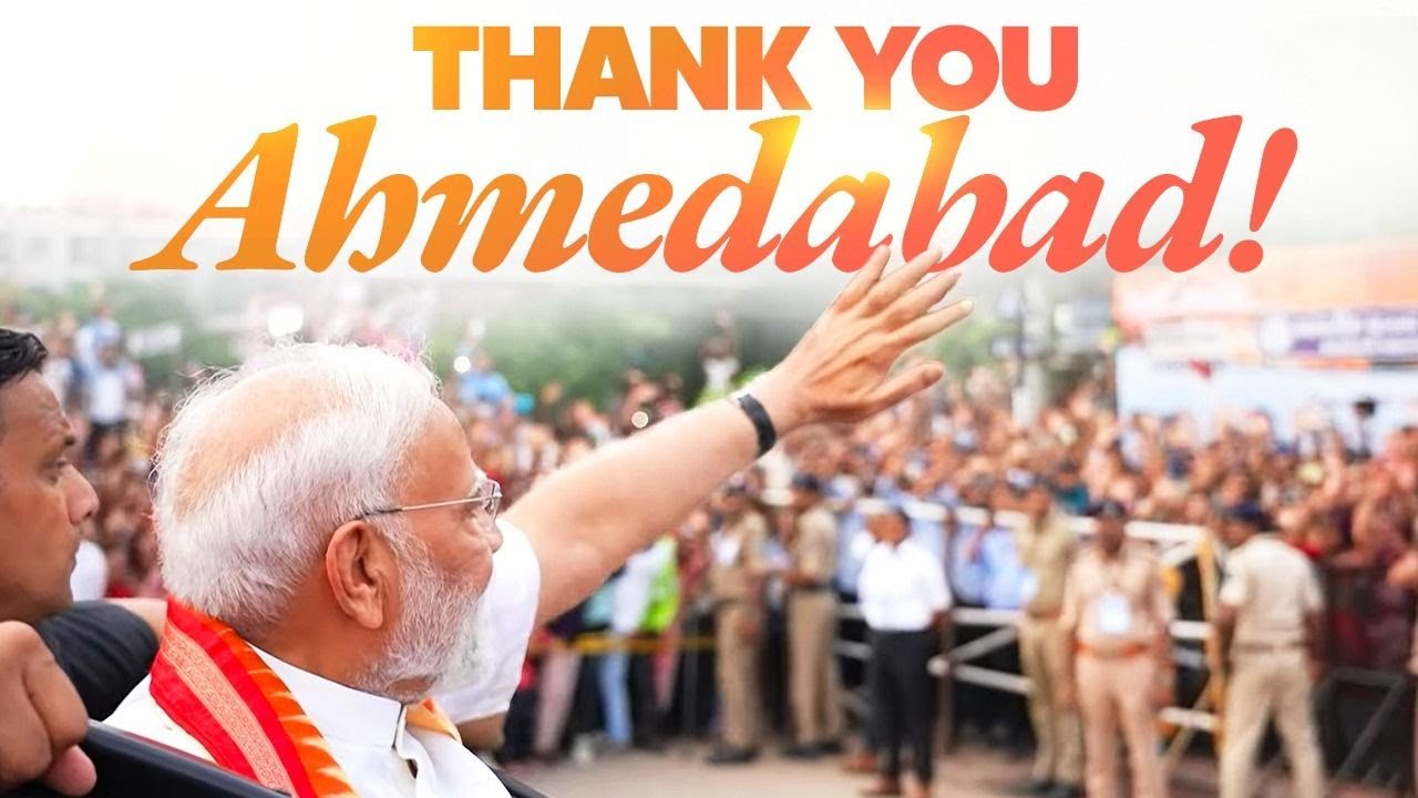 Ahmedabad floods the streets for PM Modi! Check out the visuals
