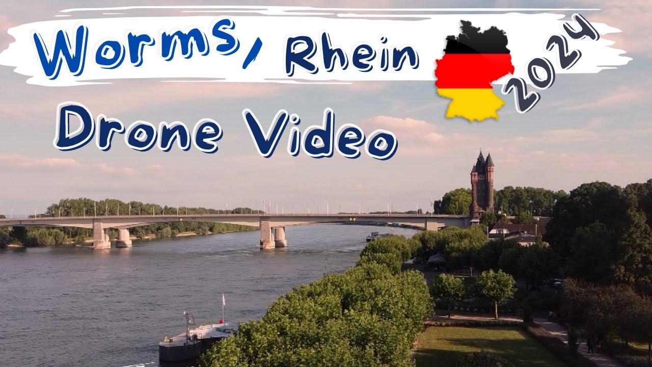 Worms am Rhein - Drone landscape, Worms am Rhein Rheinufer