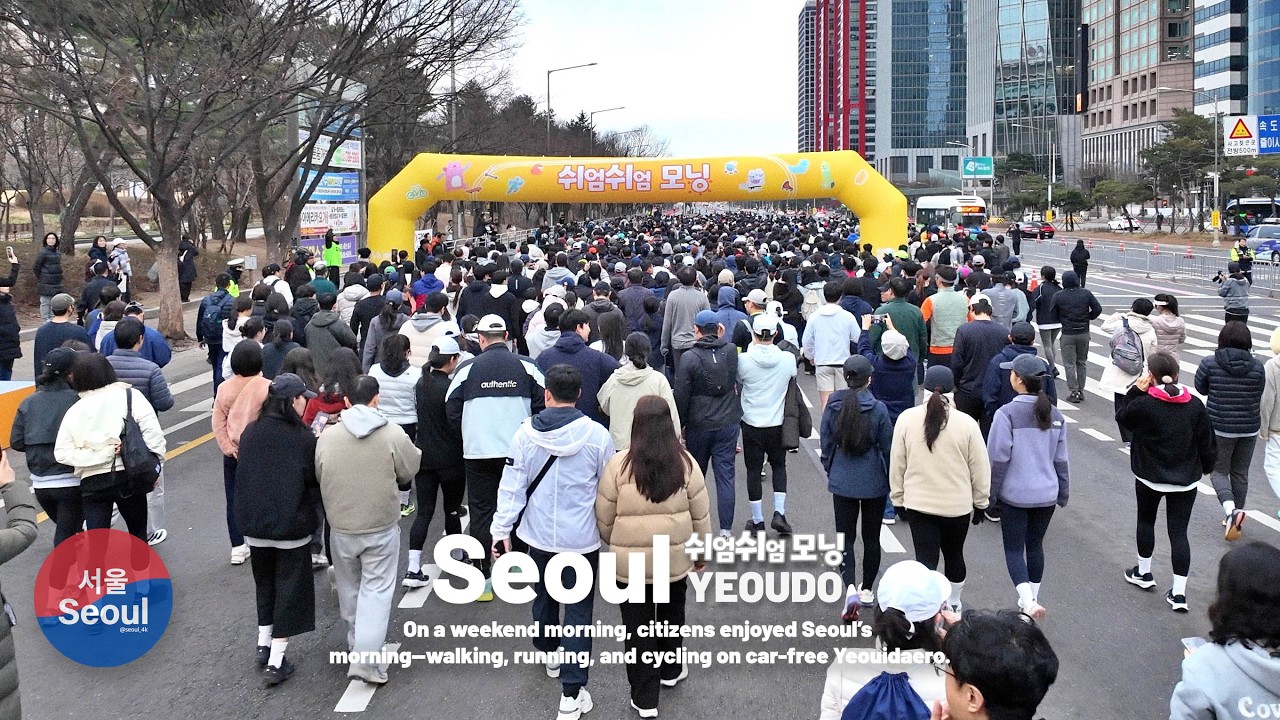 Seoul’s Car-Free Weekend Morning | Walking, Running & Cycling on Yeouido