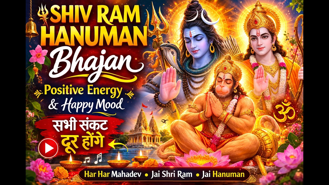 हर हर महादेव जय श्रीराम | Positive Energy | Powerful Shiv Ram Hanuman Bhajan Remove Negative Energy