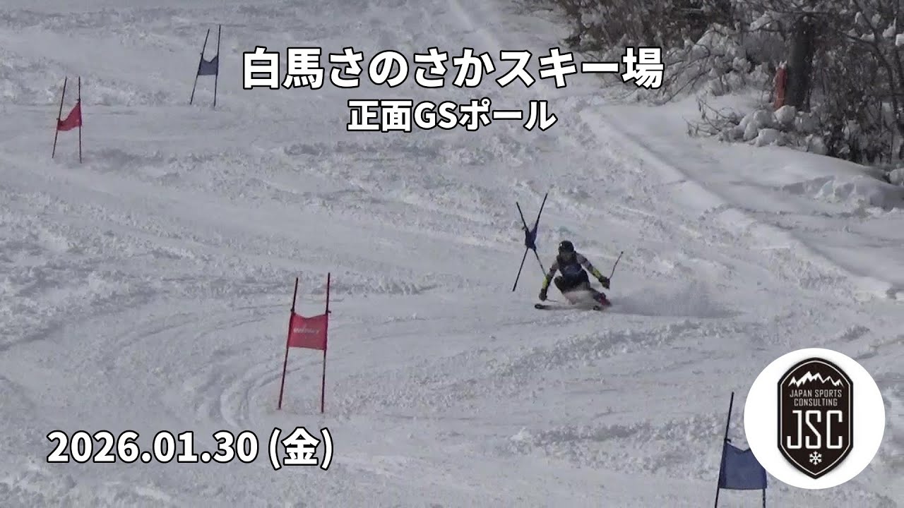 【2026.01.30 (金)】白馬さのさかスキー場 正面GSポール  JSC (Japan Sports Consulting)