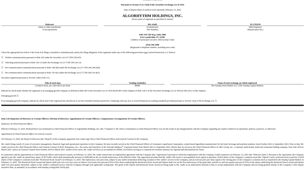 Algorhythm Holdings: CFO Fired, New CFO's HUGE Payday?!