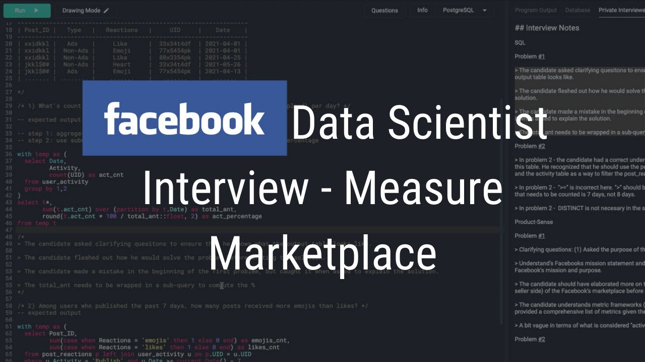 Facebook Data Scientist Interview - Measure Marketplace