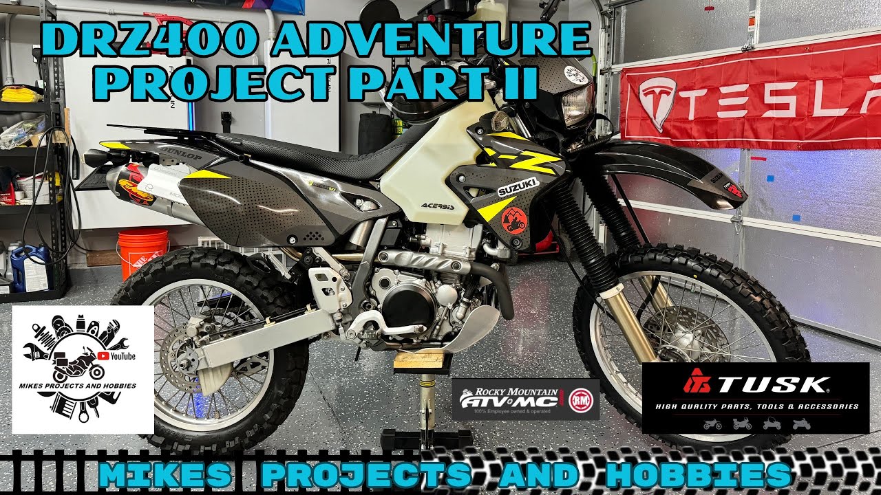 Suzuki DRZ400S dual-sport/adventure bike build including TUSK Acerbis FMF Ricochet and more