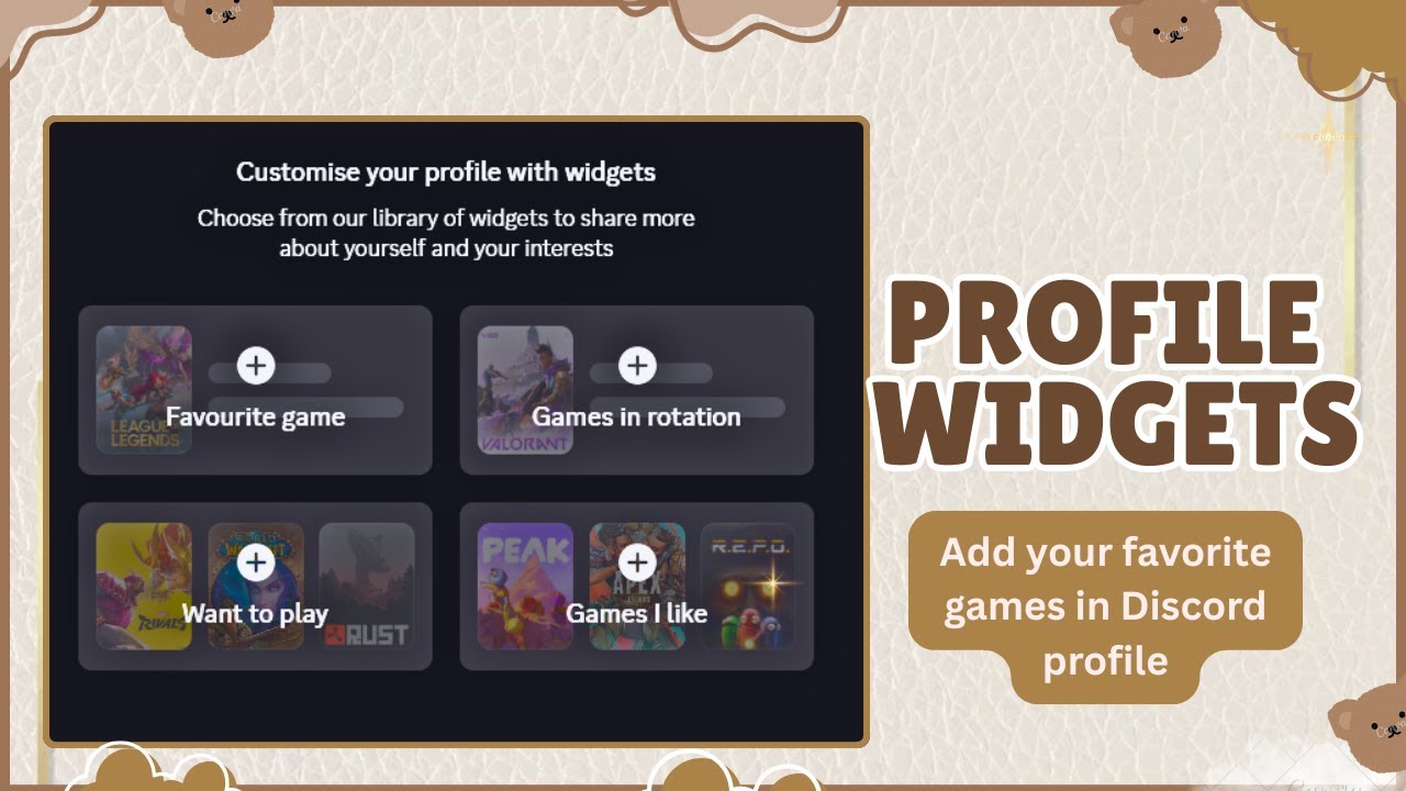*NEW FEATURE* ~ PROFILE WIDGET | ADD YOUR FAVORITE GAMES IN YOUR DISCORD PROFILE