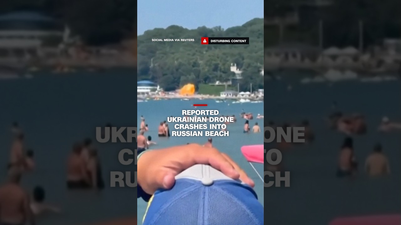 Reported Ukrainian drone crashes into Russian beach