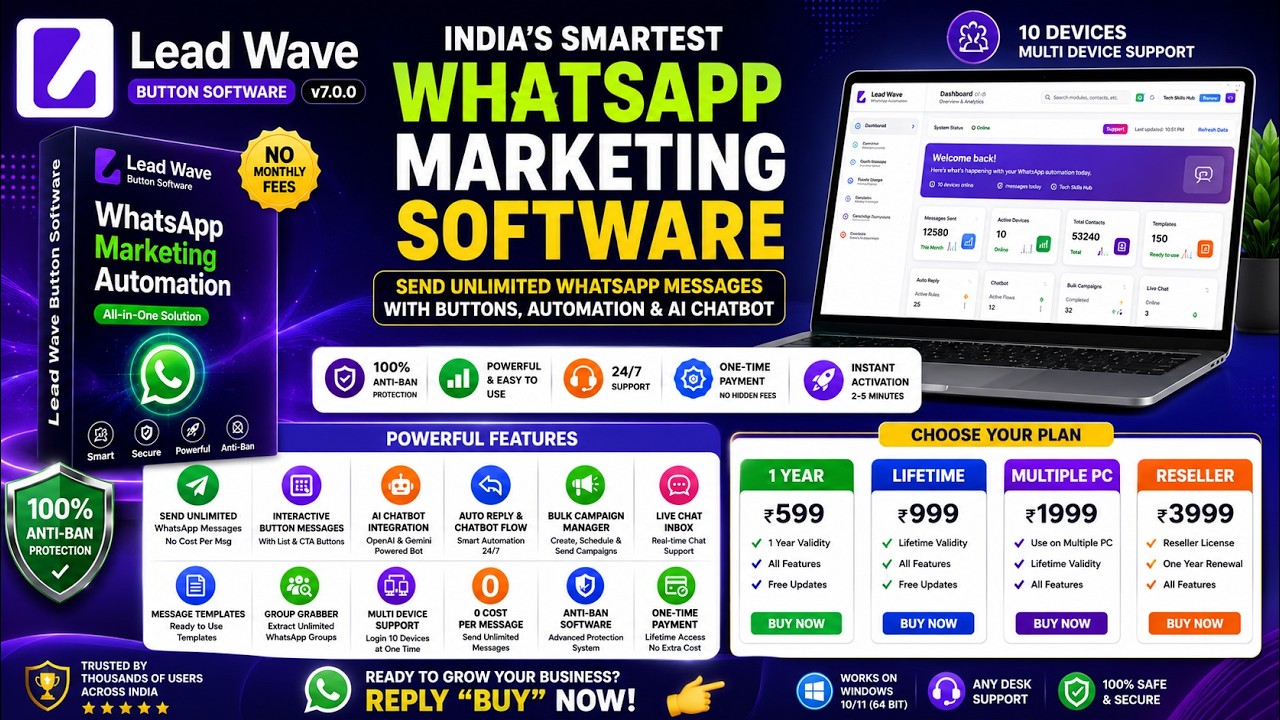 How To Use Lead Wave Button Software | Send Bulk WhatsApp Messages | #leadwave #wasender