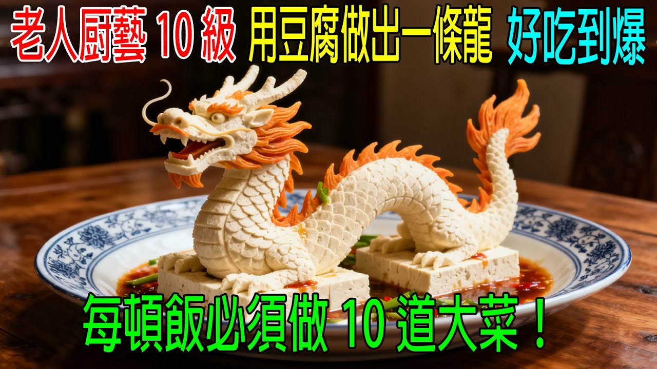 老人厨藝10級，用豆腐做出一條龍，好吃到爆！每頓飯必須做10道大菜