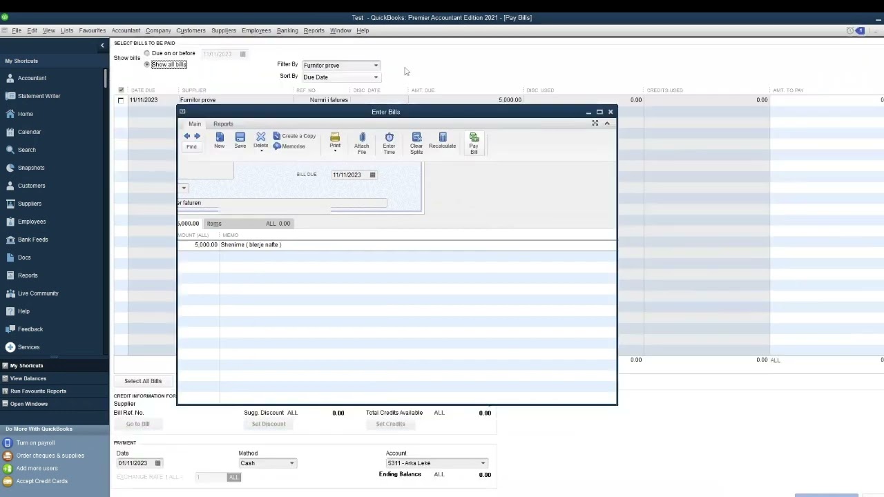 Regjistrimi i blerjeve në QuickBooks