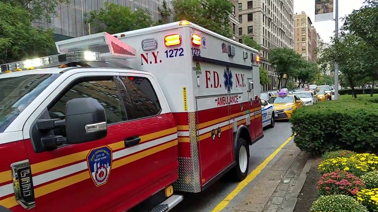 United Kingdom Prime Minister Theresa May Being Escorted By NYPD, USSS And FDNY EMS In Manhattan, NY