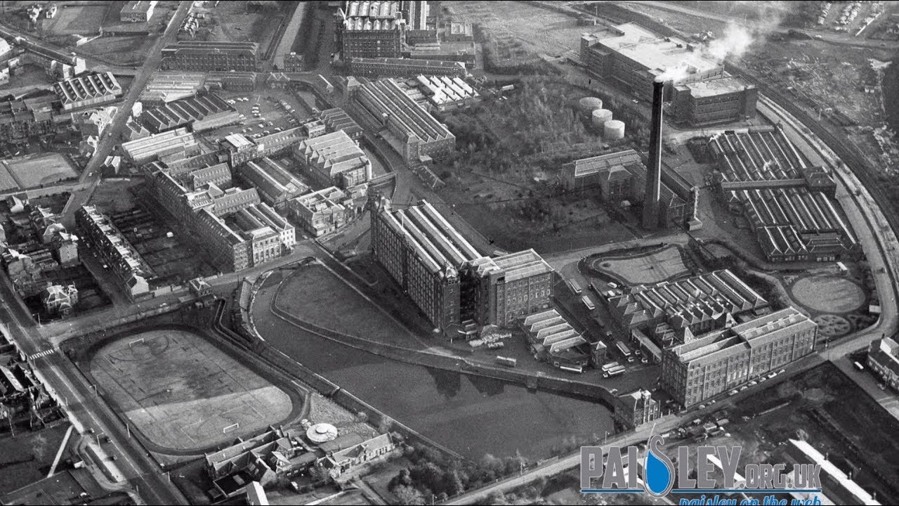 Ferguslie Mills Site Now & Then by drone