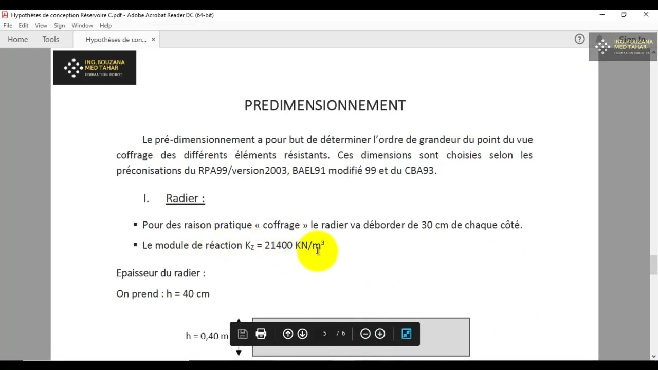 Vidéo 02 - Formation étude réservoir d'eau - Modélisation logiciel Robot Structural Analysis 2018