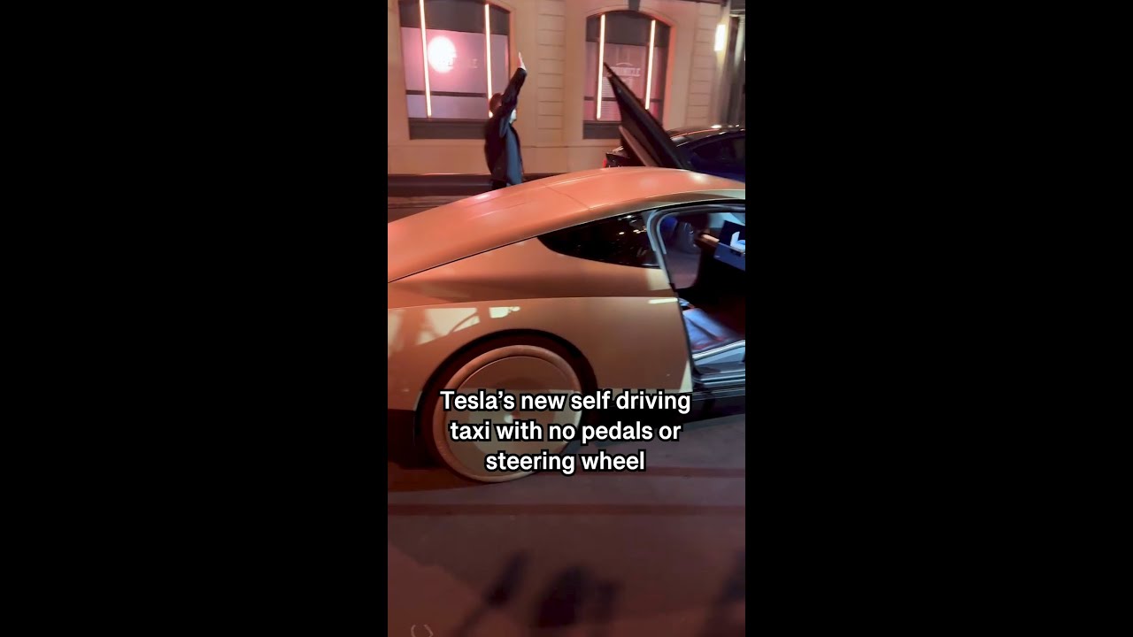 Tesla's new self driving taxi with no pedals or steering wheel
