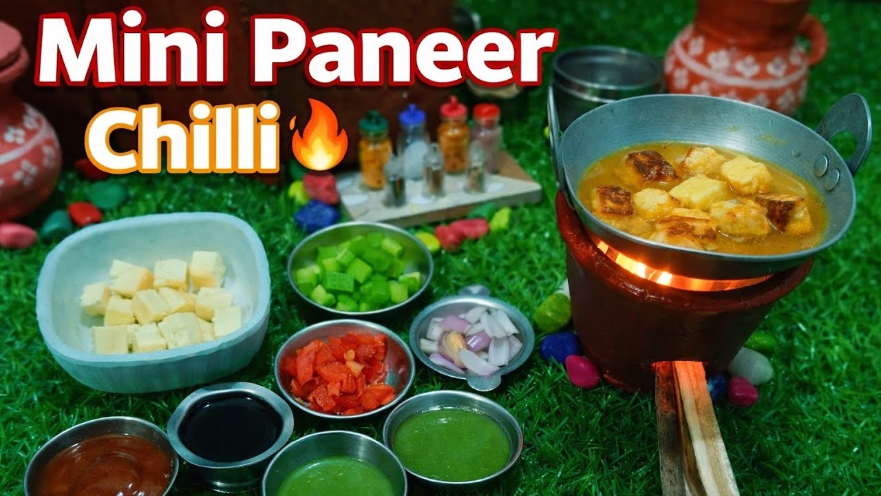 Mini Cooking | Paneer Chilli Recipe on Chulha 🔥 | Miniature Kitchen | Tiny Cooking ASMR #viral #food
