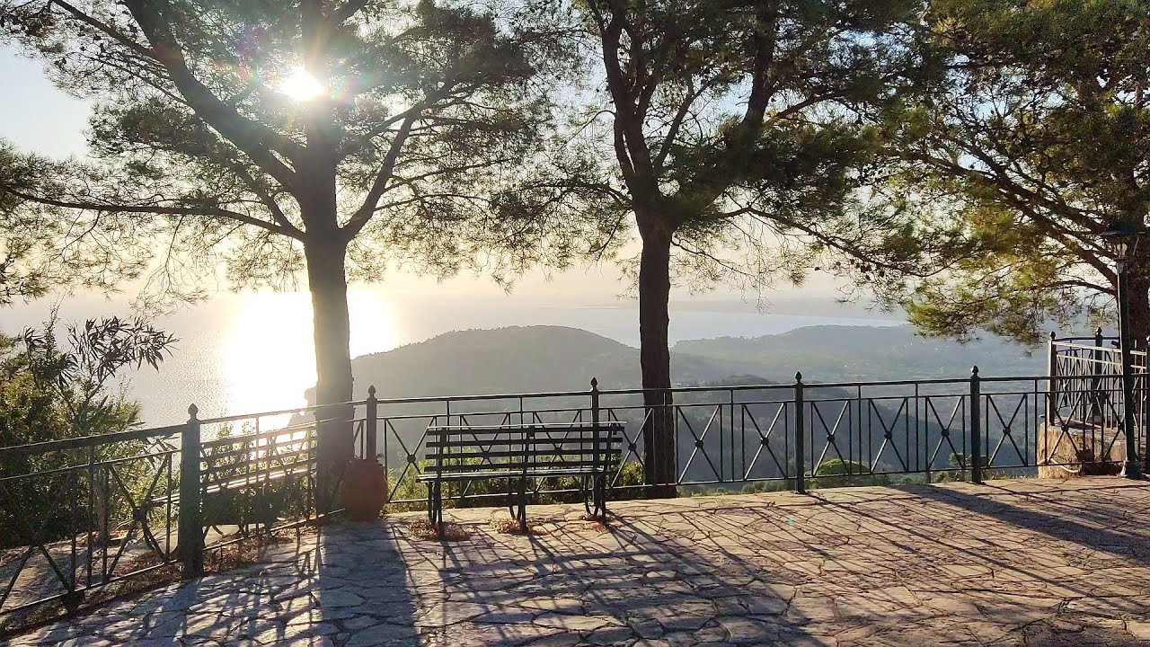Greek vilage - Chlomos walk - Balcony of Corfu Greece 4K 2022