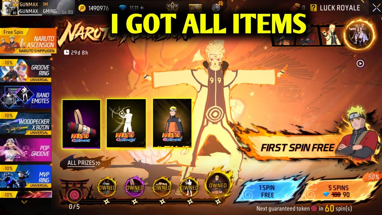 Naruto Bundle🔥-One Spin Trick | Naruto Ascension Event Spin| Free Fire New Event| Ff New Event Today