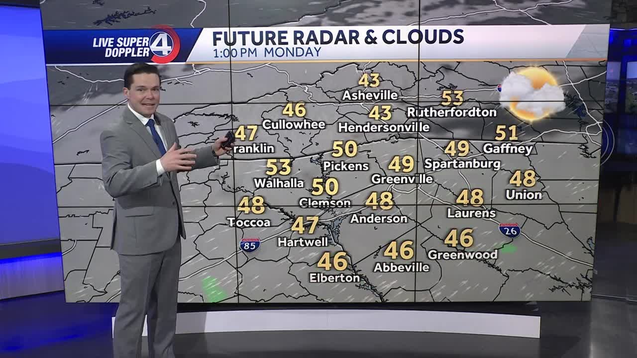 Pleasant temperatures ahead after Monday rain in the Upstate